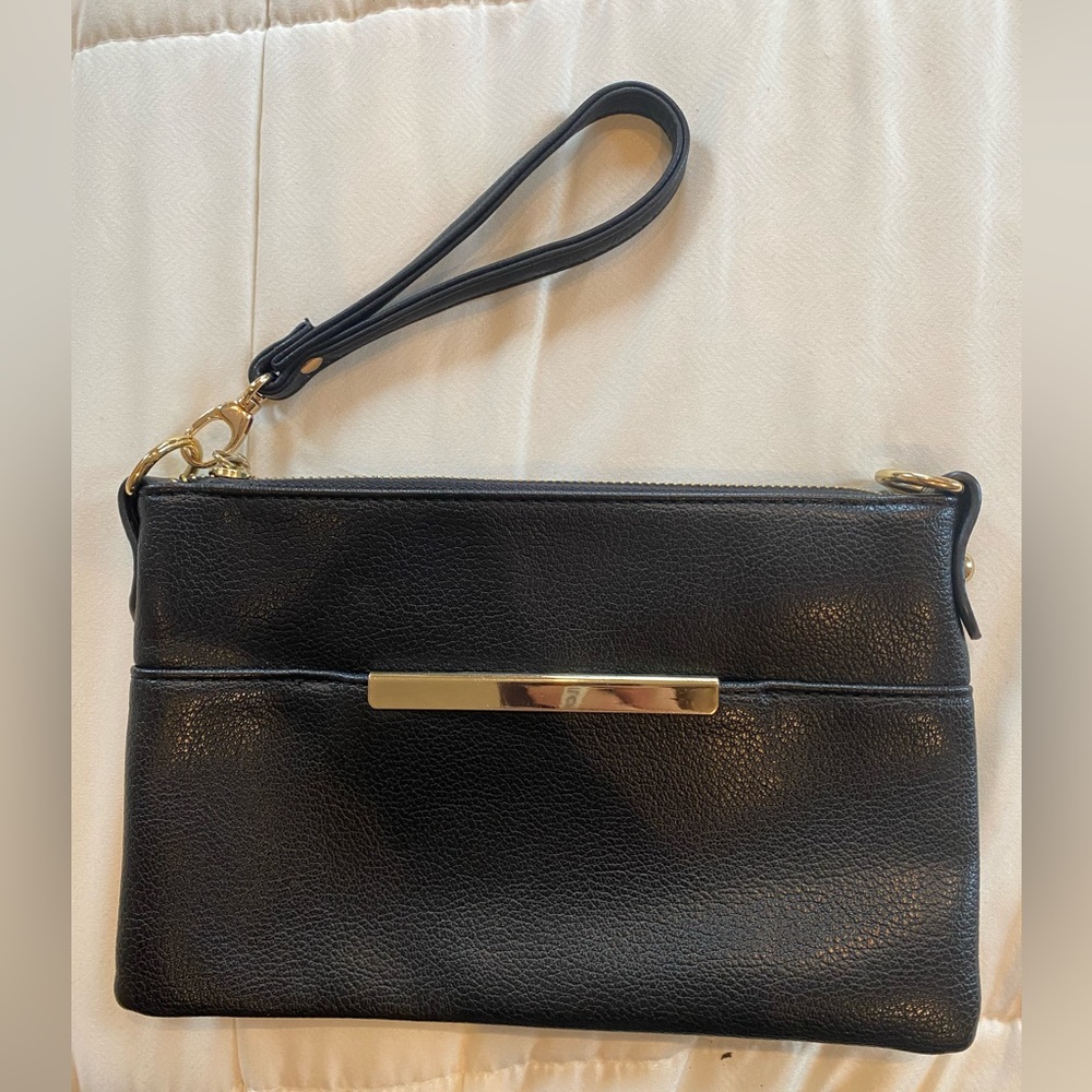 Black wristlet convertible cross body bag